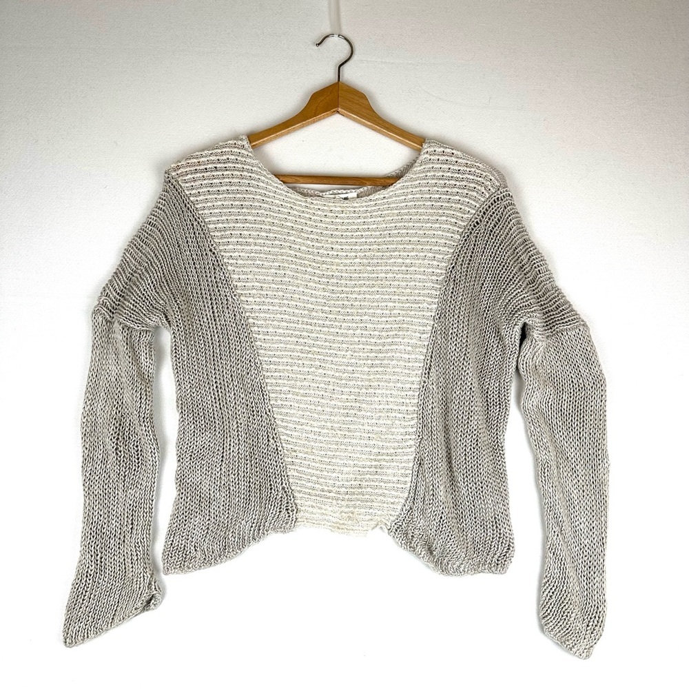 Helmut Lang Linen Silk Textured Mix Media Asymmetrical Sweater